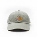 A light gray baseball cap with a gold embroidered beaver logo on the front, set against a plain white background.