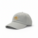 A light gray baseball cap featuring an embroidered gold beaver logo on the front, set against a plain white background.