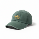 A dark green baseball cap with a curved brim, featuring a gold embroidered beaver logo on the front, set against a plain white background.