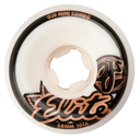 OJS Mini Combo skateboard wheel with white center and black and orange branding on a white background