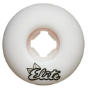 White skateboard wheel with 'Elite' branding on a white background