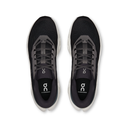 Black running shoes with gray accents on a white background