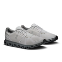 Pair of gray athletic shoes on a white background