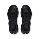 A pair of black athletic sneakers shown from a top-down view on a plain white background.