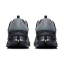 Pair of gray and black running shoes with 'on' logo on a white background