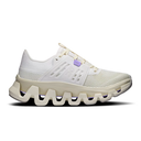 White running shoe with unique sole design on a white background