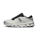 White running shoe with black accents on a white background