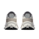 Pair of gray and white athletic shoes on a white background