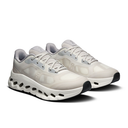 White running shoes with black sole on a white background