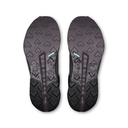 Top-down view of a pair of athletic shoe soles, showing the tread pattern and midsole design in black and dark gray.