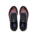 A pair of On Cloudwalking hiking shoes shown from a top-down view, featuring a dark brown and dusty rose upper with purple accents, dark green laces, and a black insole with the On logo.