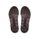 A pair of dark brown outdoor shoes shown from the sole view, displaying their rugged tread patterns and black midsoles on a clean white background.