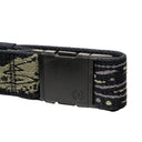 Dog collar with camouflage pattern and black buckle on a white background