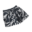 Black shorts with white abstract pattern on a white background