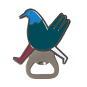 Bottle opener shaped like a blue bird on a white background