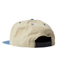 Beige cap with blue accents on a white background