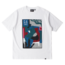 White t-shirt with colorful graphic design and 'PARRA' branding on a white background