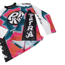 Colorful cycling jersey with 'PaFra' branding on a white background