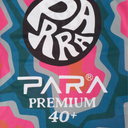 Colorful fabric with 'PARA' logo and text on a patterned background