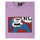 Purple t-shirt with a graphic of hands holding a coffee cup and 'Non Grand Cafe' text, brand 'Papaya' visible.