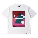 White t-shirt with colorful graphic design and 'Parra' branding on a white background
