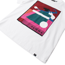 White t-shirt with a colorful graphic and 'PARRA' branding on a white background