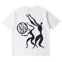 White t-shirt with black silhouette design and 'Dare' logo on the back