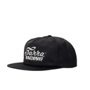 A black flat-brim baseball cap featuring a white embroidered 'Barra Racing' logo on the front, set against a plain white background.
