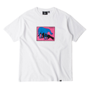 A white short-sleeve crewneck t-shirt featuring a graphic print of a blue dog on a pink background with the word 'TARRA' on the chest, displayed flat against a white background.