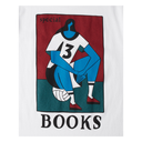 T-shirt with a graphic design of a person sitting, wearing a number 13 jersey, on a red and green background with 'special books' text.