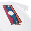White t-shirt with a colorful graphic design and 'PARRA' branding on a white background