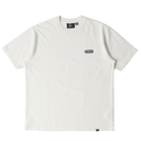 White t-shirt with a logo on a white background