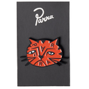 Parra Sad Cat Enamel Pin Orange