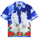 Pleasures S/S White Horse Camp Shirt Blue