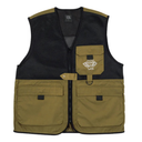 Two-tone vest with black and brown sections on a white background