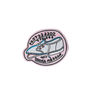 An embroidered patch featuring a light blue and white shoe illustration with black text reading 'COLLECTED TOYS' and 'MADE IN CHINA' on a white background.