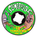 Slimeballs skateboard wheel with cartoon characters and 'Ed Templeton' branding on a green background