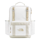 White backpack with The North Face logo on a white background