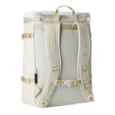 Light gray backpack with beige straps on a white background