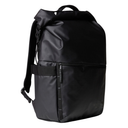 Black backpack on a white background