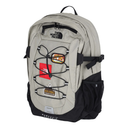 Gray backpack with visible branding on a white background