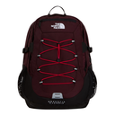 Maroon backpack with red laces and The North Face logo on a white background