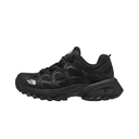 A black low-top athletic sneaker by The North Face, shown in a side profile view against a solid white background.