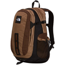 A brown and black The North Face backpack shown from a three-quarter front angle on a plain white background.