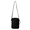Black crossbody bag on a white background