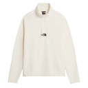 An off-white quarter-zip pullover from The North Face, featuring a small black logo on the left chest, displayed on a clean white background.