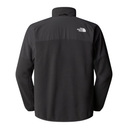 The back view of a black The North Face quarter-zip jacket, featuring a small white logo on the upper right shoulder, set against a plain white background.