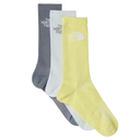 Three pairs of socks in gray, white, and yellow with The North Face logo on a white background.