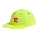 Neon green cap with a red logo on a white background