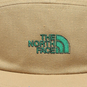 Beige cap with The North Face logo embroidered in green